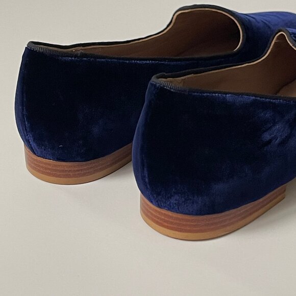 Le Monde Beryl blue velvet smoking slippers - women's 11.5 - Picture 5 of 7